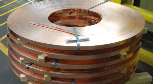 flat copper bar in coil
